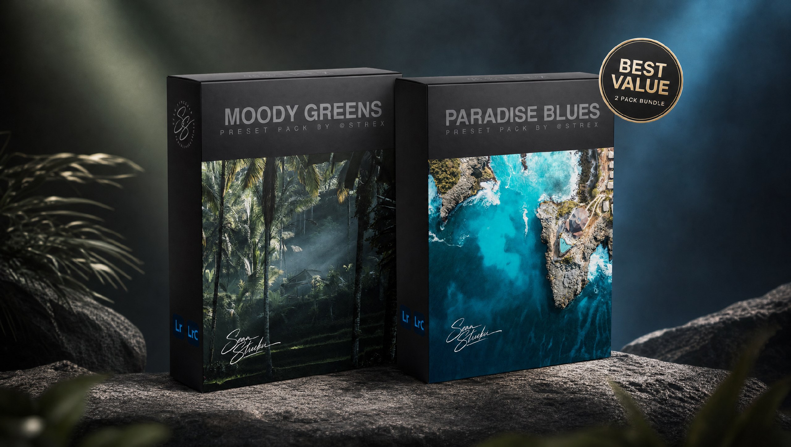 Bali Preset Bundle box art featuring Moody Greens and Paradise Blues