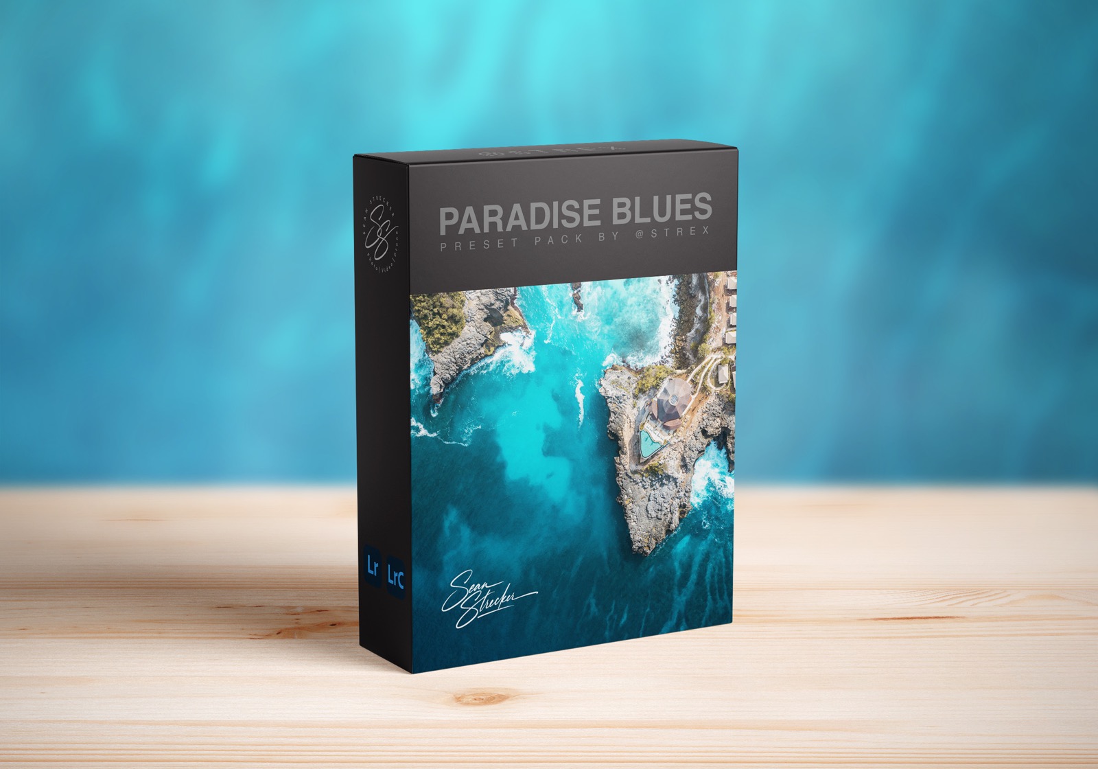 Paradise Blues Lightroom preset pack 3D box art
